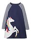 cheap Girls&#039; Dresses-Kids Little Girls&#039; Dress Cartoon Stripes Unicorn Casual Daily Blue Black Cotton Long Sleeve Cute Dresses Spring Summer 2-8 Years