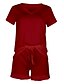 cheap Sleep &amp; Lounge-Women&#039;s 1 set Pajamas Sets Nighty Simple Basic Casual Pure Color Bamboo Home Christmas Party V Neck Gift T shirt Tee Short Sleeve Classic Style Elastic Waistband Shorts Spring Summer White Red Wine