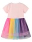 cheap Girls&#039; Dresses-Kids Little Girls&#039; Dress Rainbow Causal Daily A Line Dress Mesh Print Blushing Pink Midi Cotton Long Sleeve Casual Cute Dresses Fall Regular Fit 2-8 Years