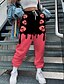 cheap Bottoms-Women&#039;s Streetwear Sweatpants Elastic Drawstring Design Print Jogger Full Length Pants Micro-elastic Halloween Weekend Color Block Skull Mid Waist Comfort Blue Purple Blushing Pink Orange Red S M L