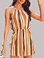 cheap Women&#039;s Clothing-Women&#039;s Romper Striped Backless Streetwear Off Shoulder Straight 30cm Regular Fit Orange S M L Summer