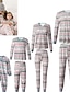 preiswerte Familien-Look-Sets-Familie Pyjamas Hirsch Bedruckt Weiß Langarm Mama und ich Outfits Aktiv Passende Outfits