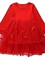 cheap Girls&#039; Dresses-Girl&#039;s Dresses Dfxd Children Clothes Fashion Autumn Soild Color Flare Sleeve Knitted Spliced Princess Dress Teen Girl Lace 3-12Y