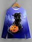 cheap Girls&#039; Tees &amp; Blouses-Kids Girls&#039; T shirt Long Sleeve Purple 3D Print Cat Pumpkin Animal Active 4-12 Years / Fall