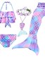 billige Badeklær til jenter-barn jente bikini 5stk badedrakt havfrue hale badetøy cosplay regnbue grime trykk lilla rødmende rosa fest kostymer prinsesse badedrakter