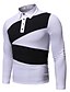 cheap Men&#039;s Shirts-Men&#039;s Golf Shirt Striped Collar Street Daily Long Sleeve Button-Down Tops Cotton Sportswear Casual Fashion Comfortable White Black Navy Blue / Fall / Winter