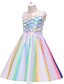 cheap Girls&#039; Dresses-Kids Little Dress Girls&#039; Rainbow Striped Mermaid Print Green White Blue Above Knee Sleeveless Princess Cute Dresses Slim 3-10 Years