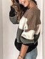 cheap Sweaters-Women&#039;s Pullover Sweater jumper Jumper Knit Patchwork Knitted Crew Neck Color Block Daily Basic Stylish Winter Fall Blue Khaki S M L / Long Sleeve / Casual / Loose Fit