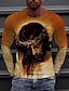billige Men&#039;s-Herre Unisex T-skjorter T skjorte Skjorte Grafiske trykk Menneskelig 3D-utskrift Crew-hals Daglig Ferie Langermet Trykt mønster Topper Fritid Designer Stor og høy Oransje