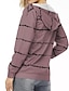 cheap Jackets-Women&#039;s Jacket Casual Jacket Fall Winter Street Daily Regular Coat Breathable Regular Fit Casual Jacket Long Sleeve Print Striped Purple Blushing Pink Wine