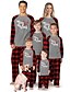 cheap New Arrivals-Christmas Pajamas Family Look Christmas Gifts Plaid Deer Letter Patchwork Black Gray Long Sleeve Adorable Matching Outfits / Fall / Winter / Print