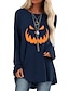 cheap Mini Dresses-Women&#039;s Short Mini Dress A Line Dress Blue Gray Orange Long Sleeve Print Print Round Neck Fall Winter Halloween Casual 2021 Regular Fit S M L XL XXL