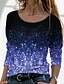 cheap T-Shirts-Women&#039;s Graphic Patterned Sparkly Color Block Daily Weekend Abstract Painting Long Sleeve T shirt Tee Round Neck Print Basic Essential Tops Green Blue Purple S / 3D Print