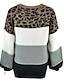 billige Sweaters-Dame bluse Bluse Leopard Chimpansemønster Strikket Patchwork Stilfuld Basale Afslappet Langærmet Løstsiddende Sweater Cardigans Efterår Vinter Rund hals Grå Rød