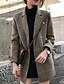 cheap Coats &amp; Trench Coats-Women&#039;s Blazer Fall Winter Casual Daily Regular Coat Turndown Open Front Warm Regular Fit Chic &amp; Modern Casual Jacket Long Sleeve Quilted Plaid / Check Gray