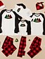 cheap New Arrivals-Family Look Christmas Pajamas Daily Plaid Christmas Tree Letter Patchwork White Black Gray Long Sleeve Adorable Matching Outfits / Fall / Winter / Print