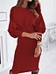 cheap Spring&amp;Autumn Dress-Women&#039;s Sweater Dress Jumper Dress Winter Dress Knee Length Dress Knitwear Elegant Modern Pure Color Winter Dress Daily Vacation Fall Dress Crew Neck Long Sleeve Ruched 2023 Loose Fit Black Pink Wine