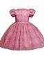 cheap Girls&#039; Dresses-Kids Little Dress Girls&#039; Sequin Party Special Occasion Mesh Blue Pink Red Knee-length Short Sleeve Cute Sweet Dresses Fall Winter Slim 2-8 Years / Spring / Summer