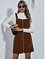 cheap Casual Dresses-Women&#039;s Short Mini Dress A Line Dress Brown Sleeveless Zipper Solid Color Square Neck Fall Winter Casual Vintage 2021 S M L XL