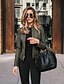 cheap Jackets-Women&#039;s Jacket Faux Leather Jacket Patchwork Elegant Work Coat Regular PU 7#Navy 1#black 10# Army Green Zipper Fall Winter Spring Stand Collar Regular Fit S M L XL XXL / Solid Color