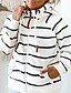 cheap Plus Size Collection-Women&#039;s Plus Size Tops Hoodie Sweatshirt Striped Zipper Pocket High Neck Long Sleeve Fall Winter Streetwear White Big Size L XL XXL 3XL 4XL