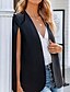 cheap Blazers-Women&#039;s Blazer Quilted Casual Casual Daily Coat Regular Polyester White Black Open Front Fall Spring V Neck Loose S M L XL / Warm / Solid Color