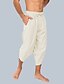 cheap Men&#039;s-Men&#039;s Capri shorts Trousers Beach Pants Solid Color Drawstring Calf-Length Breathable Outdoor Cotton And Linen Casual Daily Loose Fit Casual / Sporty White Black