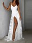cheap Party Dresses-Women&#039;s Maxi long Dress Swing Dress White Sleeveless Embroidered Split Print Floral V Neck Fall Spring Party Elegant Romantic Sexy 2022 S M L XL / Party Dress