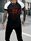 billige Men&#039;s Socks-Herre Unisex T skjorte Rose 3D-utskrift 3D-utskrift Avslappet Kortermet Topper Retro Rød Bekvem Rund hals Svart / Rød