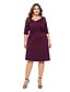 cheap Plus Size Dresses-Women&#039;s Plus Size Solid Color Sweater Jumper Dress Turtleneck Half Sleeve Casual Fall Summer Knee Length Dress Dress