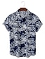preiswerte Herrenhemden-Herren Hemd Hawaiihemd Sommerhemd Grafik-Shirt Aloha-Shirt Blumen Graphic Palmblatt Kragen Blau und Weiß 18 blau 19 blau Schwarz Orange Strasse Täglich Kurzarm Bekleidung Modisch Designer Leicht