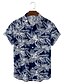 billige Herreskjorter-Herre Skjorte Hawaii skjorte Grafisk skjorte Aloha skjorte Blomstret Grafisk Palmeblad Krave Blå og Gul 18 blå 19 blå Sort Orange Gade Daglig Kortærmet Tøj Mode Designer Letvægt Afslappet