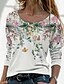 cheap T-Shirts-Women&#039;s Floral Butterfly Holiday Weekend Floral Butterfly Painting Long Sleeve T shirt Tee Round Neck Print Basic Essential Tops Blue Purple Yellow S / 3D Print