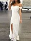 cheap Midi Dresses-Women&#039;s Bodycon Maxi long Dress White Sleeveless Solid Color Paisley Split Off Shoulder Hot Sexy S M L XL