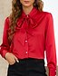 cheap Women&#039;s Blouses-Women&#039;s Blouse White Red Light Brown Lace up Plain Sparkly Work Daily Long Sleeve Shirt Collar Streetwear Silk Like Satin Regular S