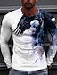 billige Long Sleeve-Herre Unisex Skjorte T-shirt T-Shirts Grafiske tryk Ørn Rund hals Hvid Gul Blå Lilla 3D-udskrivning Daglig Ferie Langærmet Trykt mønster Tøj Designer Afslappet Stor og høj