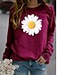 cheap Hoodies &amp; Sweatshirts-Women&#039;s Floral Graphic Daisy Sweatshirt Print Hot Stamping Sports &amp; Outdoor Casual Daily Basic Hoodies Sweatshirts  Wine Red Black Gray