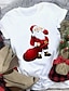cheap Plus Size Tops-Women&#039;s Plus Size Tops T shirt Cartoon Short Sleeve Print Streetwear Christmas Crewneck Polyster Christmas Daily Fall Winter Blue Wine