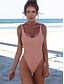 preiswerte Einteiler-Damen Badeanzug Ein Stück Monokini Badeanzüge Normal Bademode Rückenfrei Bauchkontrolle Schlank Feste Farbe Aktiv Modisch Badeanzüge