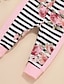 cheap Women&#039;s-3 Pieces Baby Girls&#039; Active Clothing Set Cotton Daily Blushing Pink Floral Striped Letter Print Regular Long Sleeve / Winter