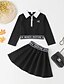 cheap Girls&#039; Clothing Sets-Kids Girls&#039; Clothing Set Children&#039;s Day Long Sleeve 2 Pieces Wine Camel Black Print Letter Short Active 4-13 Years Above Knee / Fall