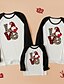cheap Family Look Sets-Tops Family Look Christmas Gifts Leopard Santa Claus Letter Patchwork Black Red Long Sleeve Daily Matching Outfits / Fall / Cute / Print