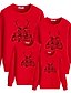 cheap New Arrivals-Christmas Tops Cotton Family Look Christmas Gifts Cartoon Deer Print Black Red White Long Sleeve Basic Matching Outfits / Fall / Spring / Cute