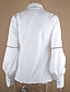 billige Bluse-Dame Bluse Skjorte Hvid Flettet Mode Vanlig Ensfarvet Afslappet Daglig Langærmet Krave Basale Normal Tynd S / Sommer / Sløjfer