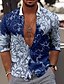 cheap Men&#039;s-Men&#039;s Shirt Floral 3D Print Collar Casual Daily Long Sleeve 3D Print Button-Down Tops Casual Fashion Comfortable Blue / Sports / Fall