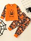 cheap Girls&#039; Clothing Sets-Kids Boys&#039; Hoodie &amp; Pants Halloween Long Sleeve 2 Pieces Orange Black Print Cartoon Letter Casual Daily Cotton Regular Basic Cool 1-5 Years / Fall / Spring