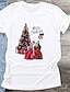 cheap Plus Size Tops-Women&#039;s Plus Size Tops T shirt Cartoon Graphic Short Sleeve Print Streetwear Christmas Crewneck Polyster Christmas Daily Fall Winter Wine Black