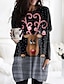 cheap T-Shirts-Women&#039;s T shirt 3D Printed Painting 3D Reindeer Round Neck Pocket Print Basic Tops Black