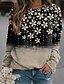 billige Hættetrøjer &amp; sweatshirts-Dame Blomstret Farveblok Beige Sweatshirt bluse Trykt mønster 3D-udskrivning Daglig Sport Aktiv Gade Hættetrøjer Sweatshirts Sort