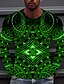 billige Men&#039;s-Herre Unisex T-Shirts T-shirt Skjorte Grafiske tryk Geometri 3D-udskrivning Rund hals Daglig Ferie Langærmet Trykt mønster Toppe Afslappet Designer Stor og høj Grøn Blå Gul